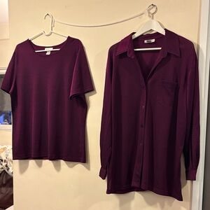 Avenue Women's Purple Shirt with matching Long sleeve Shirt Like New!